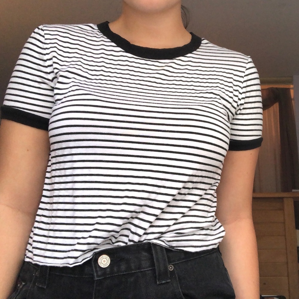 black and white striped t-shirt